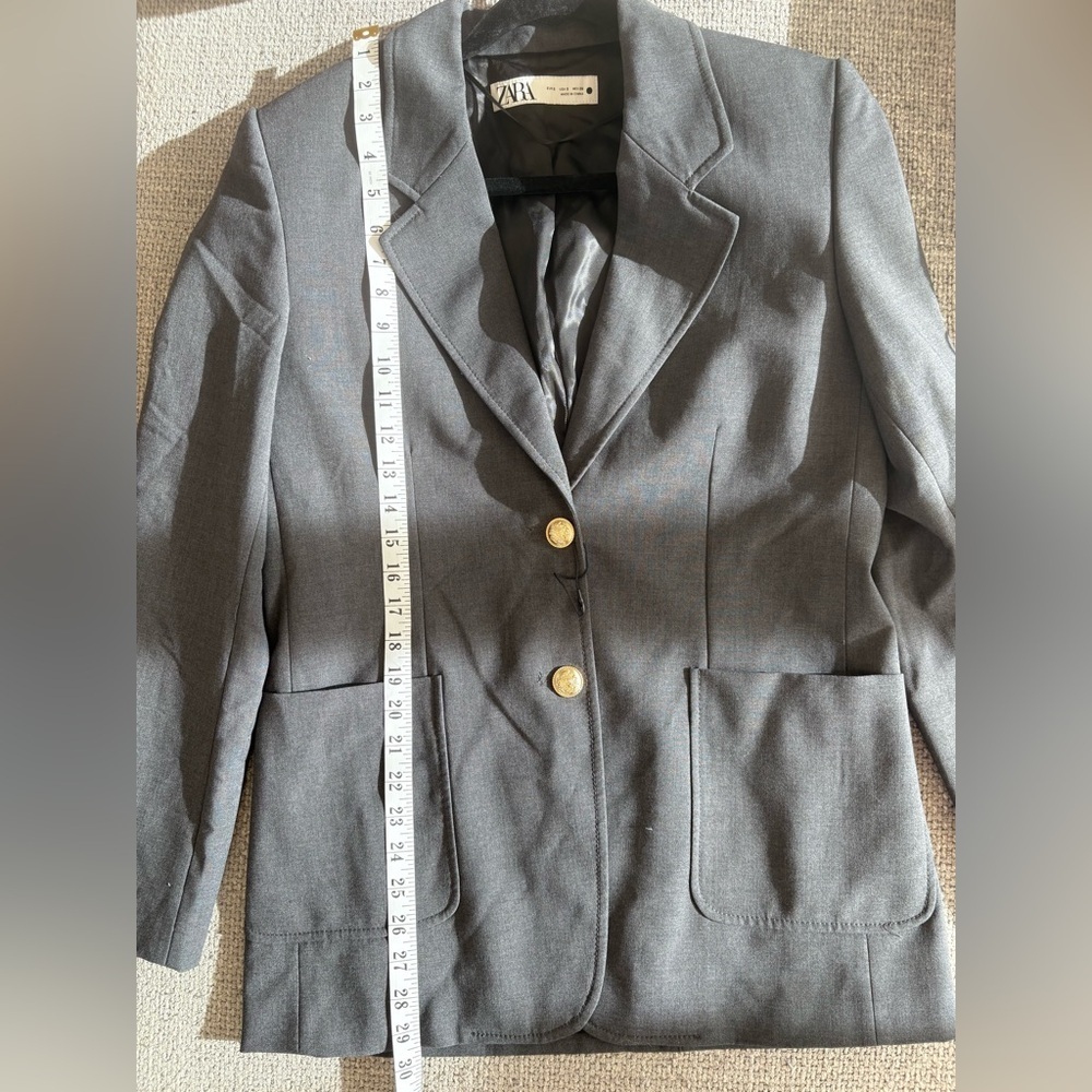 Zara Dark Grey Gold Button Blazer – Size Small - Picture 9 of 14